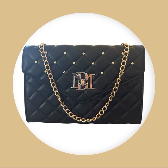 Badgley Mischka Black Quilted Chain Bag New - Picture 2 of 13